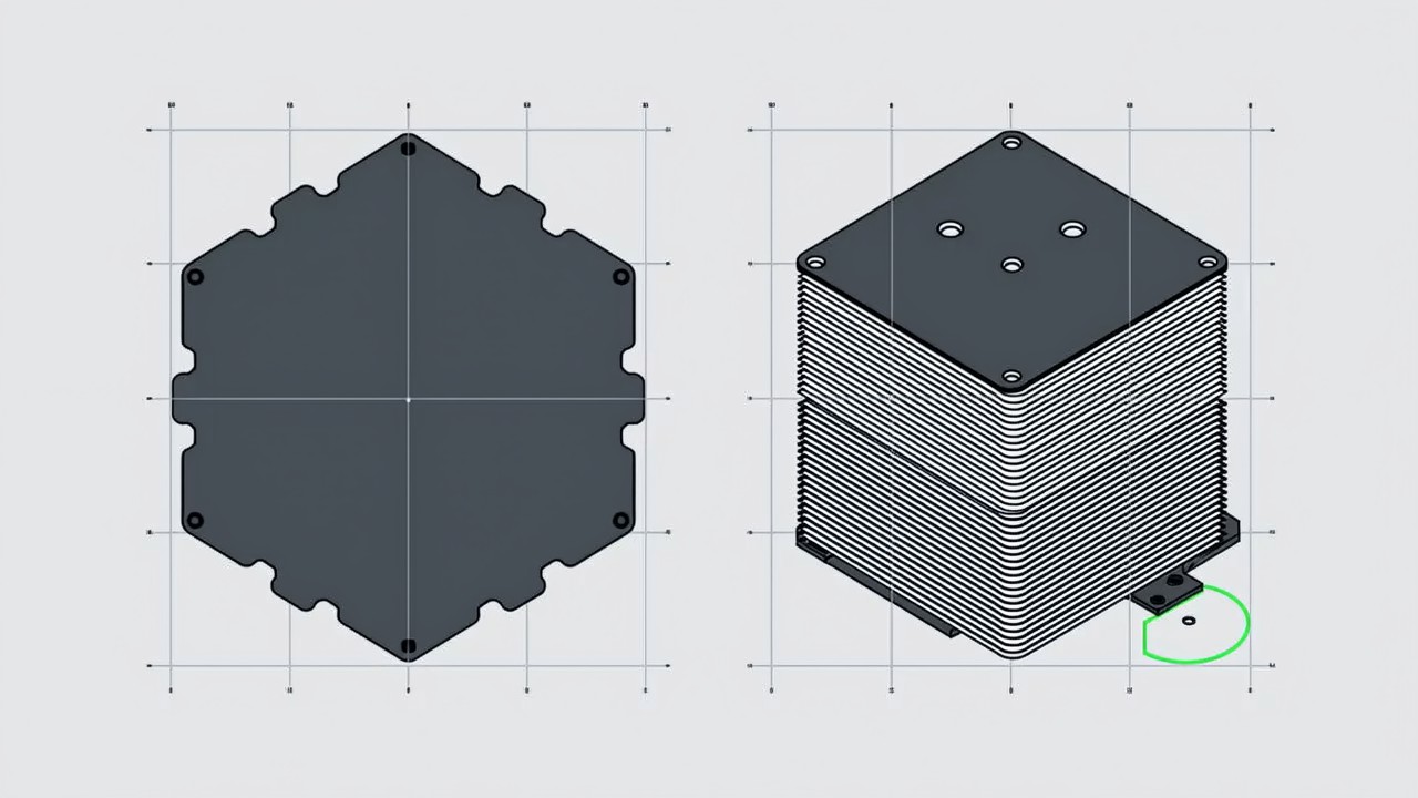 2D 俯视与 3D 轮廓对同一叠层装配的成像差异示意图