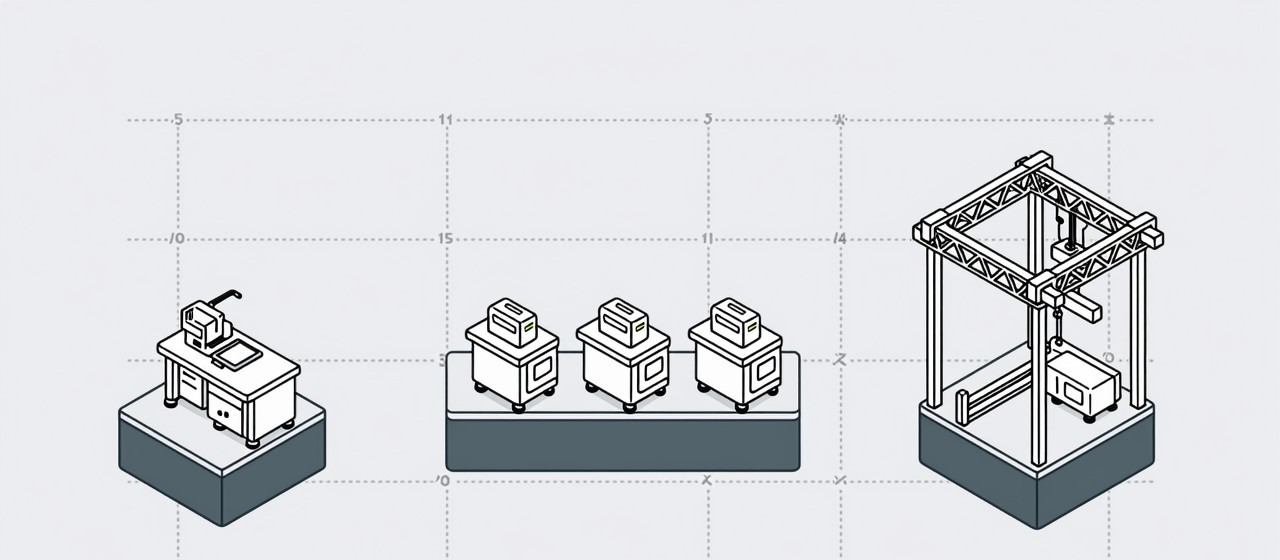 Diagram of a three-phase visual SOP rollout from one station to a full floor
